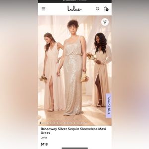 Lulu’s Broadway Silver Sequined Maxi Dress 2XL